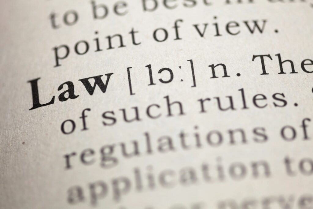 A picture of the word "law" in the dictionary