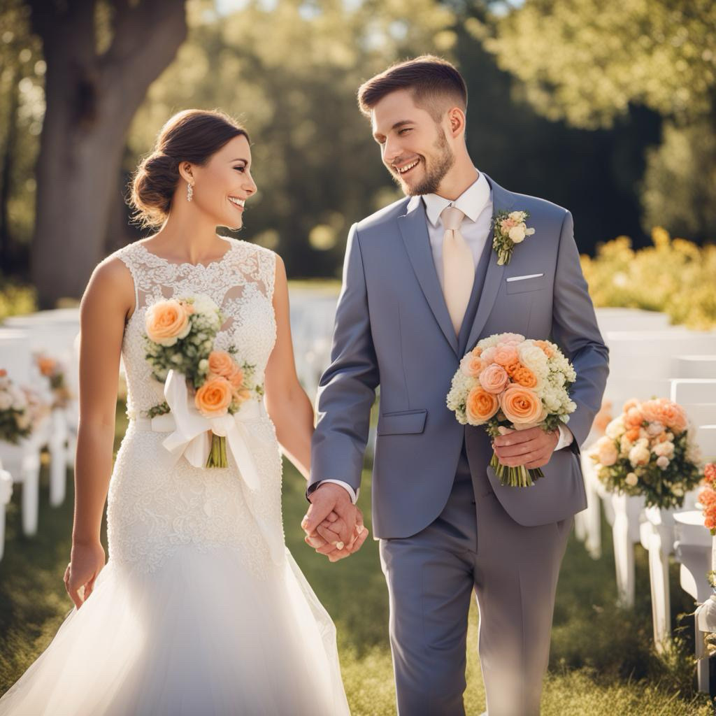 a picture of James and Lauren on their wedding day